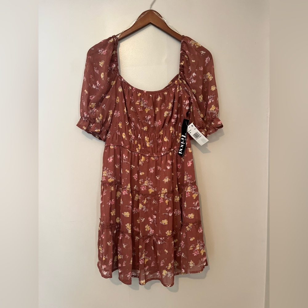 NWT Trixxi Plum Off-Shoulder Square Neck Mini Dress – Large